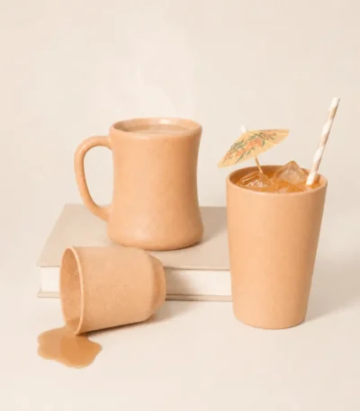 Premium Bamboo Drinkware Combo with Coffee Mug, Glass & Kullad