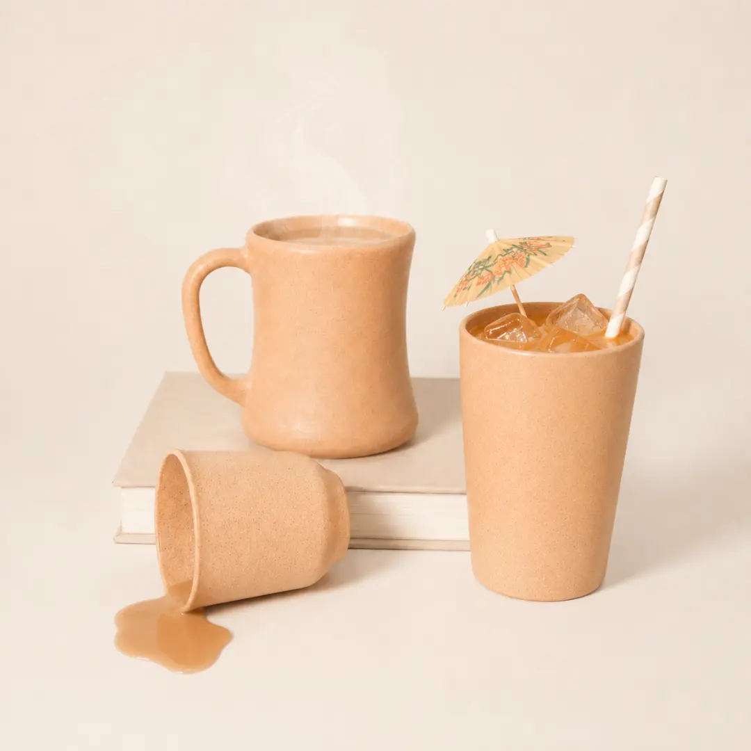 Bamboo Drinkware Combo | Pack of 3, Eco-Friendly, Coffee Mug, Glass & Kullad Set | Pacing Grass