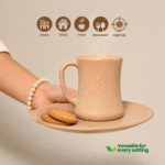 Eco-friendly coffee mug with snack plate for office, home, cafes, restaurants and daily use
