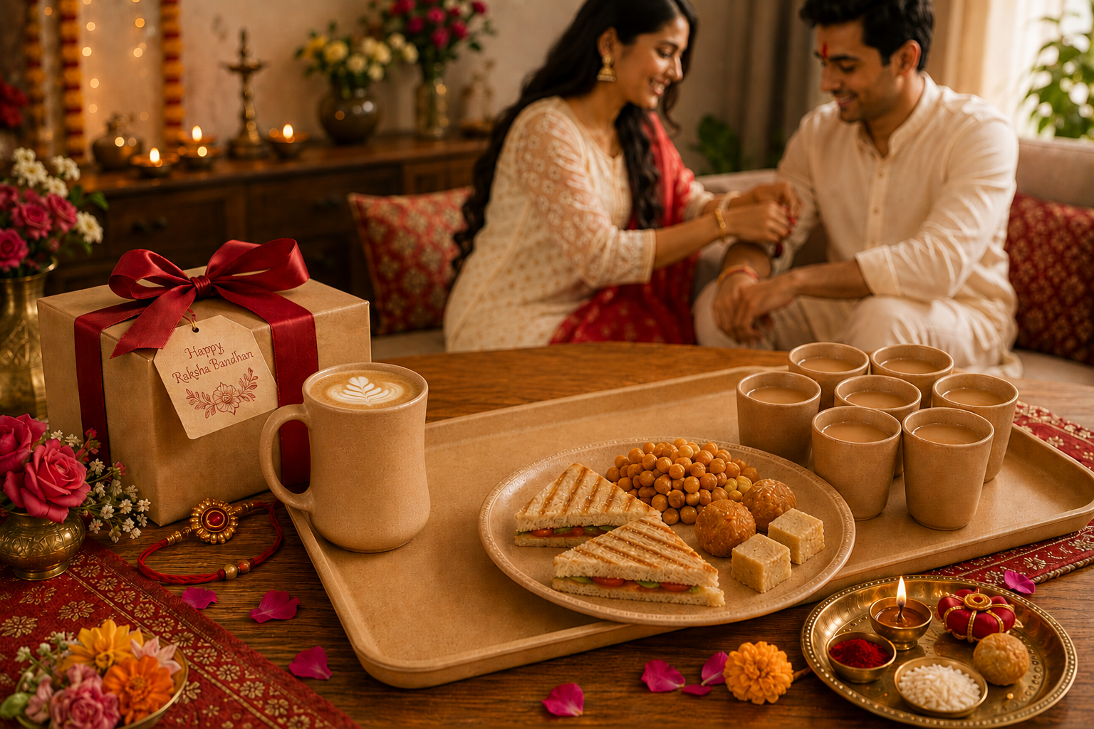 Sustainable Raksha Bandhan celebration with eco-friendly gifts and reusable tableware