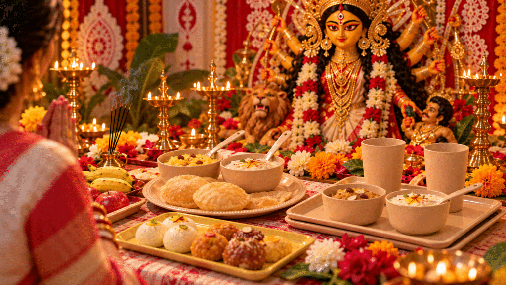 eco-friendly Durga Puja 2026 bhog thali