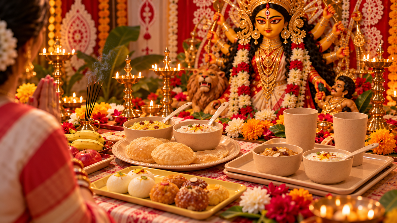 eco-friendly Durga Puja 2026 bhog thali